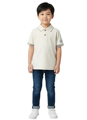 Carinhoso - Camisa Polo com Bordado Off White - CARINHOSO