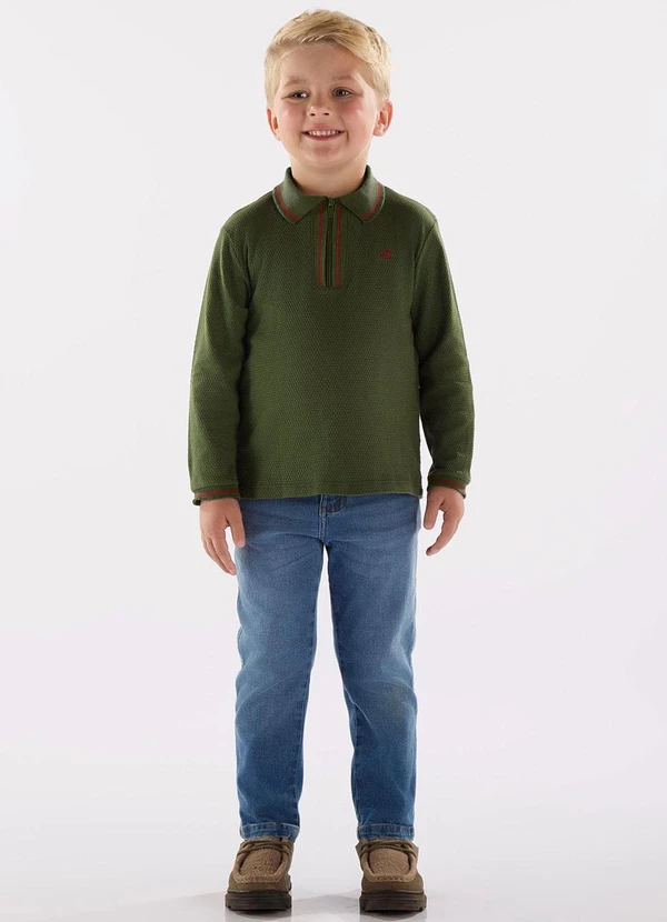 Up Baby - Camisa Polo com Zíper Verde 2