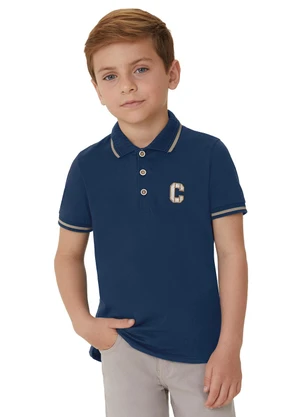 Carinhoso - Camisa Polo em Algodão com Bordado Azul - CARINHOSO