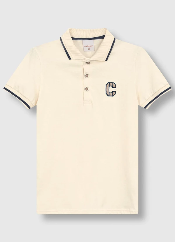 Carinhoso - Camisa Polo em Algodão com Bordado Branco