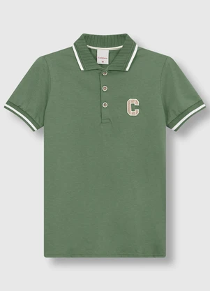 Carinhoso - Camisa Polo em Algodão com Bordado Verde - CARINHOSO