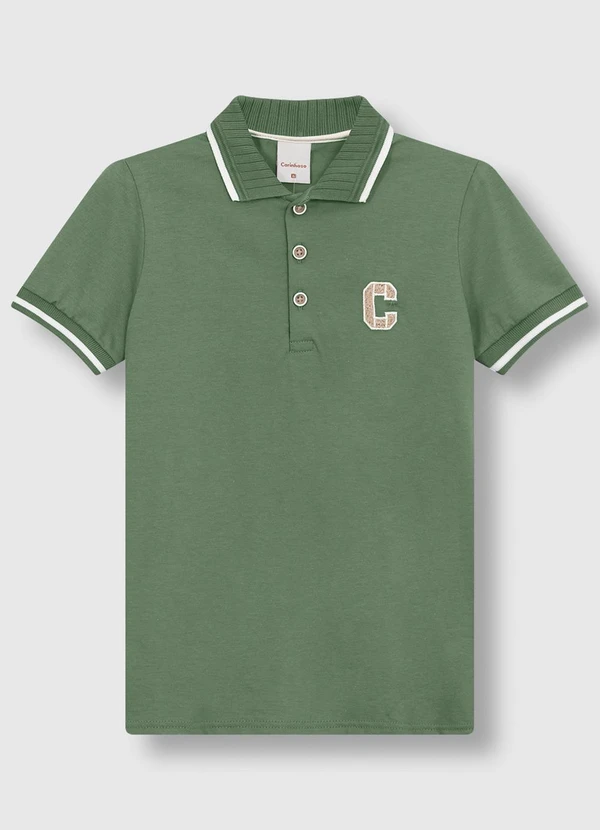 Carinhoso - Camisa Polo em Algodão com Bordado Verde