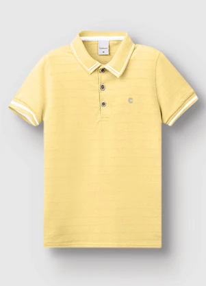 Carinhoso - Camisa Polo em Malha Linho Trabalhada Amarelo - CARINHOSO
