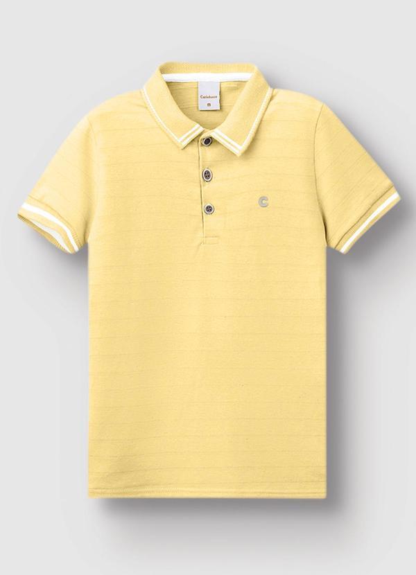 Carinhoso - Camisa Polo em Malha Linho Trabalhada Amarelo