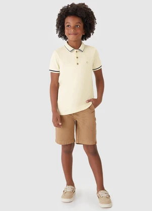 Carinhoso - Camisa Polo em Malha Linho Trabalhada Azul Claro - CARINHOSO