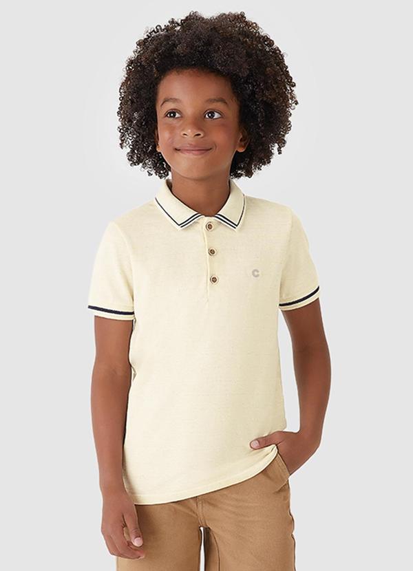 Carinhoso - Camisa Polo em Malha Linho Trabalhada Azul Claro