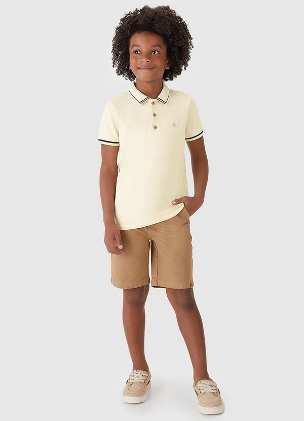 Carinhoso - Camisa Polo em Malha Linho Trabalhada Azul Claro 2