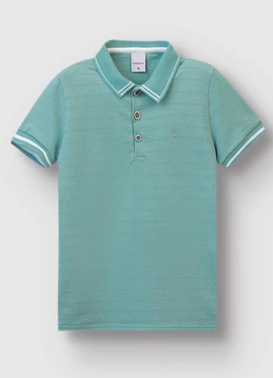 Carinhoso - Camisa Polo em Malha Linho Trabalhada Azul - CARINHOSO