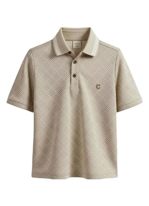 Carinhoso - Camisa Polo em Piquet Geométrico Areia - CARINHOSO