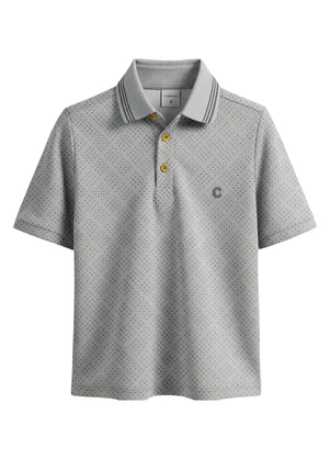 Carinhoso - Camisa Polo em Piquet Geométrico Cinza Mescla - CARINHOSO