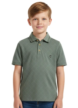 Carinhoso - Camisa Polo em Piquet Geométrico Verde Musgo - CARINHOSO