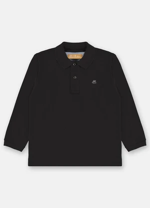 Up Baby - Camisa Polo em Piquet para Menino Preto - UP BABY