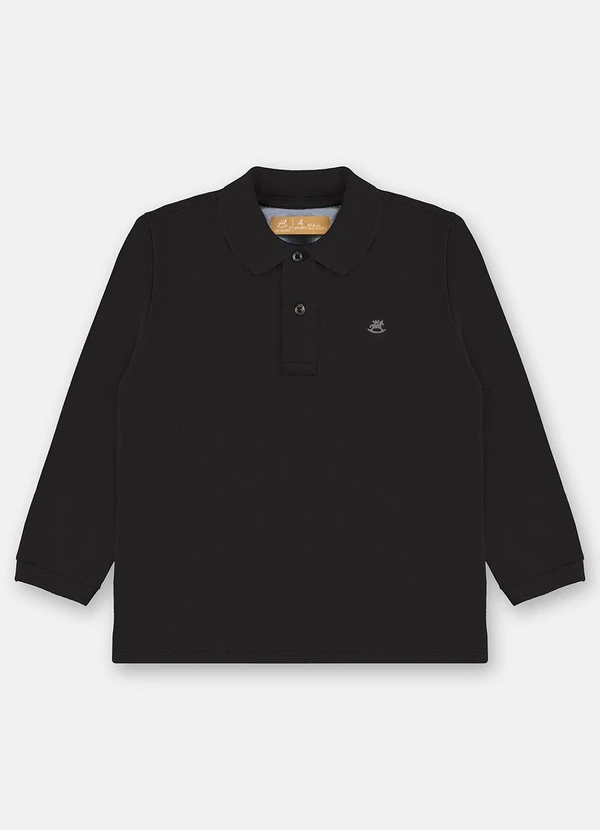 Up Baby - Camisa Polo em Piquet para Menino Preto