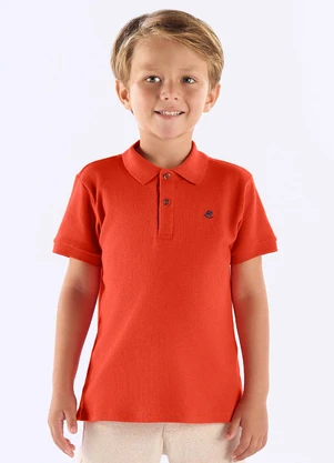 Up Baby - Camisa Polo em Suedine para Menino Laranja - UP BABY