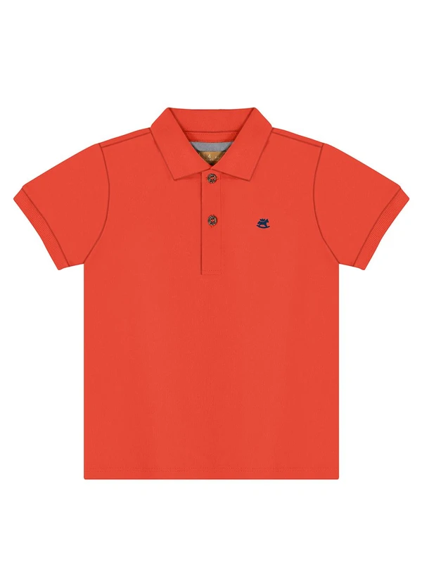 Up Baby - Camisa Polo em Suedine para Menino Laranja 3