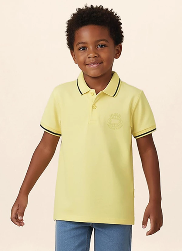 Malwee Kids - Camisa Polo Hunter Of Amazing Amarelo Claro