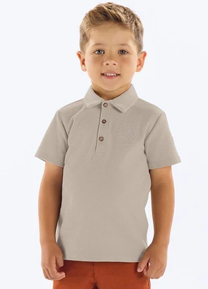 Up Baby - Camisa Polo Infantil Algodão Cinza - UP BABY