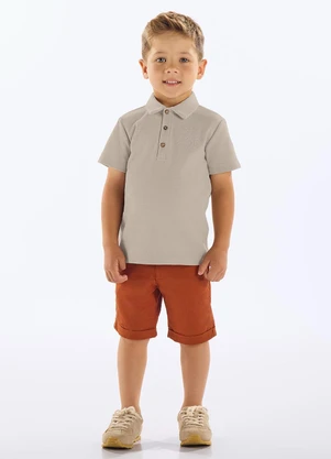 Up Baby - Camisa Polo Infantil Algodão Cinza - UP BABY