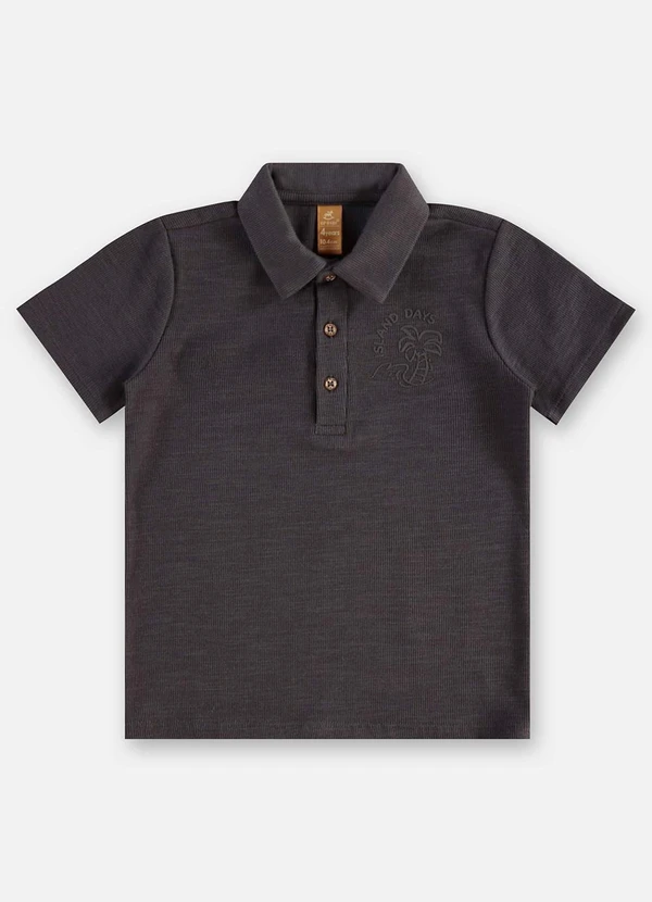 Up Baby - Camisa Polo Infantil Algodão Cinza 3