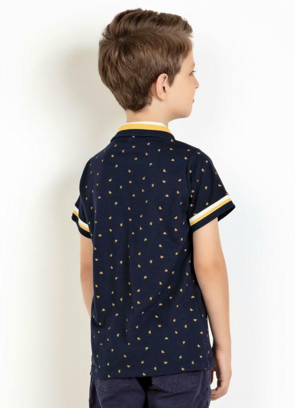 Outlet - Camisa Polo Infantil com Gola Listrada Marinho 2