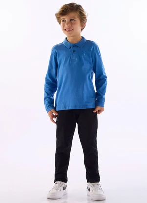 Quimby - Camisa Polo Infantil em Algodão Azul - QUIMBY