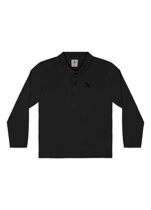 Quimby - Camisa Polo Infantil em Algodão Preto - QUIMBY