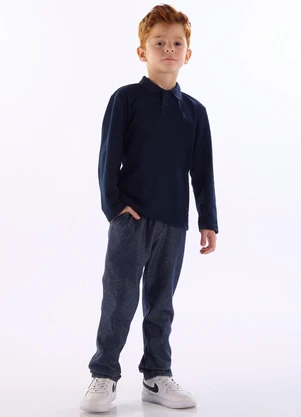Quimby - Camisa Polo Infantil em Piquet Azul - QUIMBY