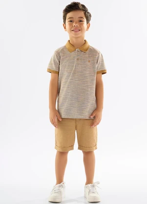 Up Baby - Camisa Polo Infantil em Piquet Bege - UP BABY