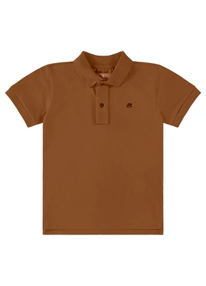 Up Baby - Camisa Polo Infantil em Piquet Marrom - UP BABY