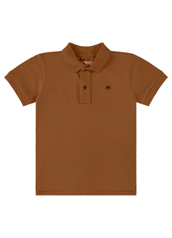 Up Baby - Camisa Polo Infantil em Piquet Marrom