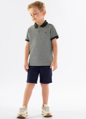 Up Baby - Camisa Polo Infantil em Piquet Verde - UP BABY