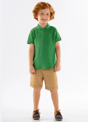 Up Baby - Camisa Polo Infantil em Piquet Verde - UP BABY