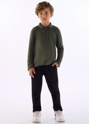 Quimby - Camisa Polo Infantil em Piquet Verde - QUIMBY