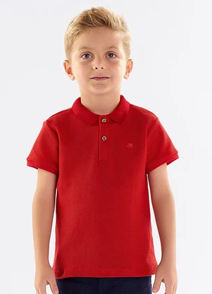 Up Baby - Camisa Polo Infantil em Piquet Vermelho - UP BABY