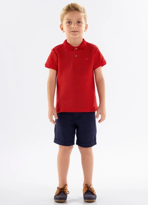 Up Baby - Camisa Polo Infantil em Piquet Vermelho - UP BABY