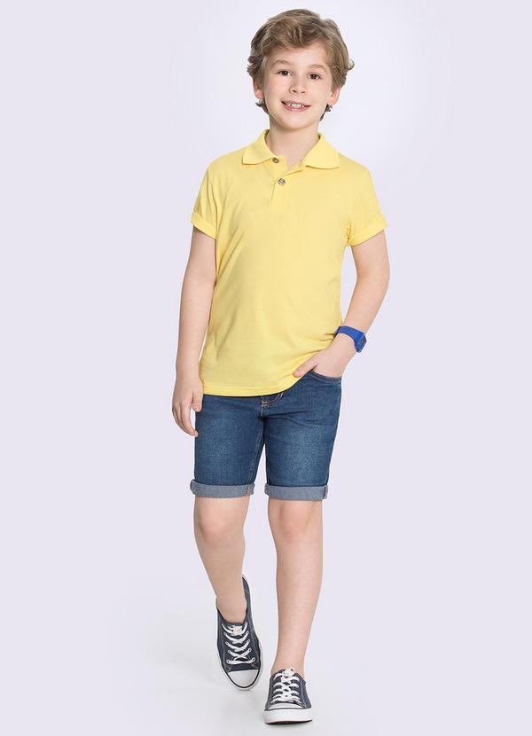 Alakazoo - Camisa Polo Infantil Lisa Malha Penteada Amarelo 4