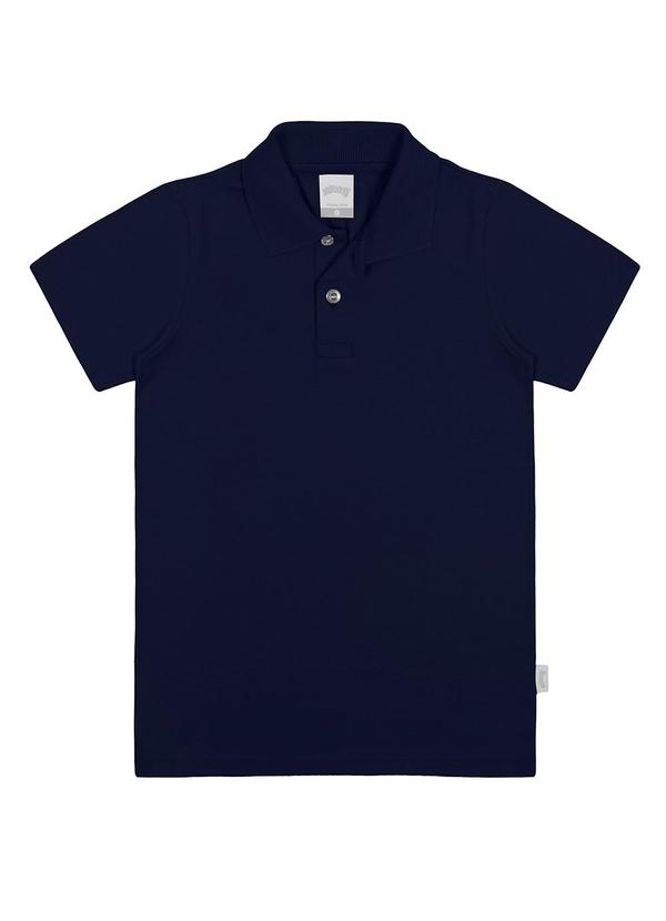 Alakazoo - Camisa Polo Infantil Lisa Malha Penteada Azul