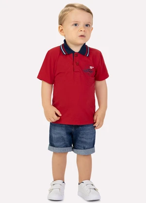 Kyly - Camisa Polo Infantil Menino Avião Vermelho - KYLY