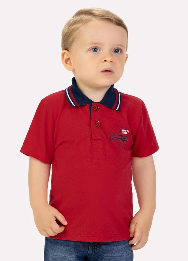 Kyly - Camisa Polo Infantil Menino Avião Vermelho