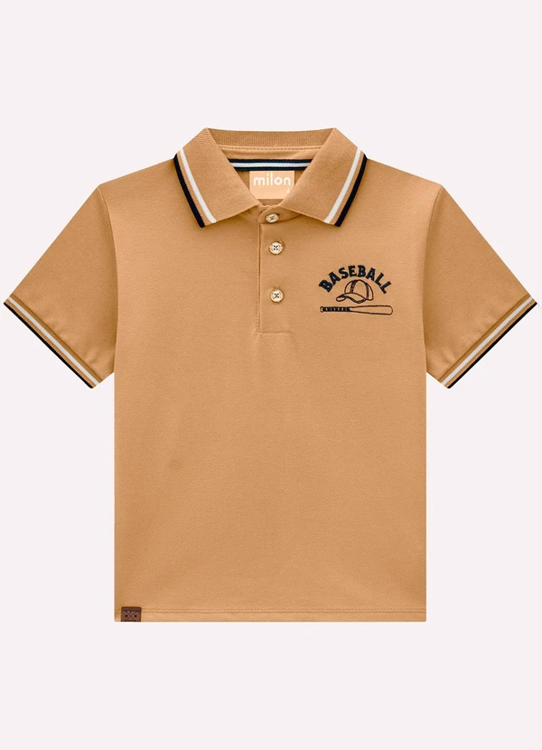 Milon - Camisa Polo Infantil Menino Bordado Marrom
