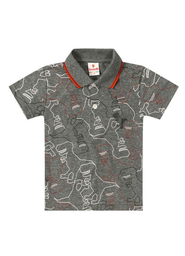 Brandili - Camisa Polo Infantil Menino Dinossauro Cinza 3