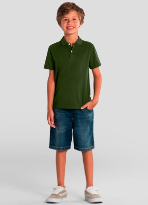 Brandili - Camisa Polo Infantil Menino em Meia Malha Azul - BRANDILI