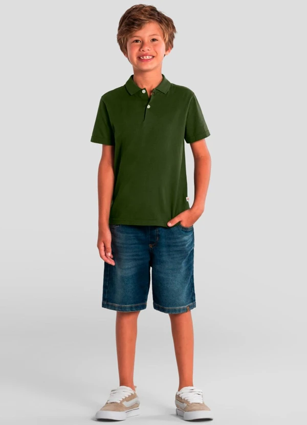 Brandili - Camisa Polo Infantil Menino em Meia Malha Azul 2