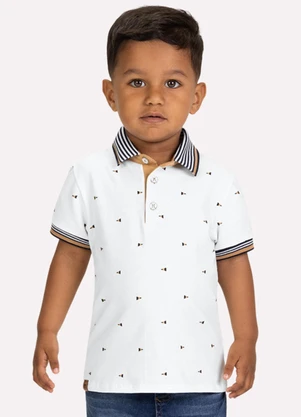 Milon - Camisa Polo Infantil Menino em Piquet Branco - MILON