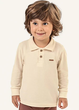 Colorittá - Camisa Polo Infantil Menino Manga Longa Bege - COLORITTÁ