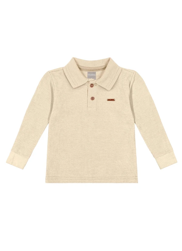 Colorittá - Camisa Polo Infantil Menino Manga Longa Bege 3