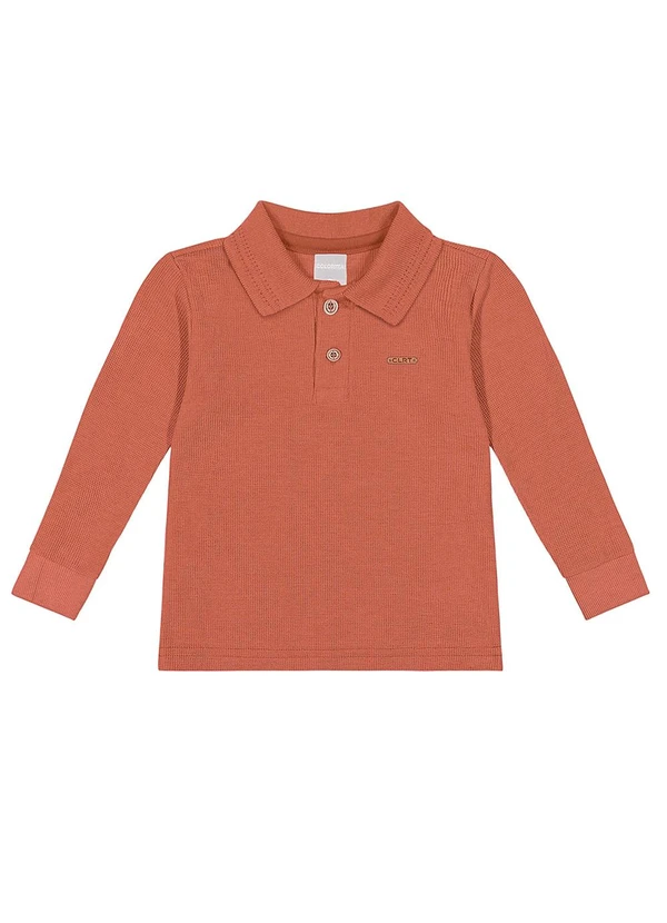 Colorittá - Camisa Polo Infantil Menino Manga Longa Marrom