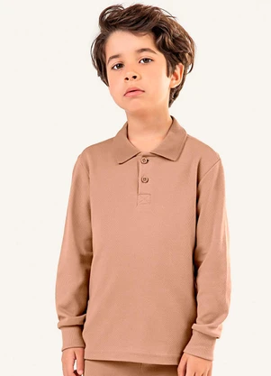 Colorittá - Camisa Polo Infantil Menino Manga Longa Marrom - COLORITTÁ