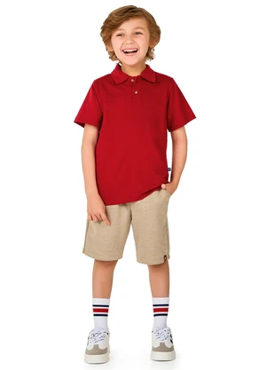Marlan - Camisa Polo Infantil Menino Meia Malha Vermelho - MARLAN