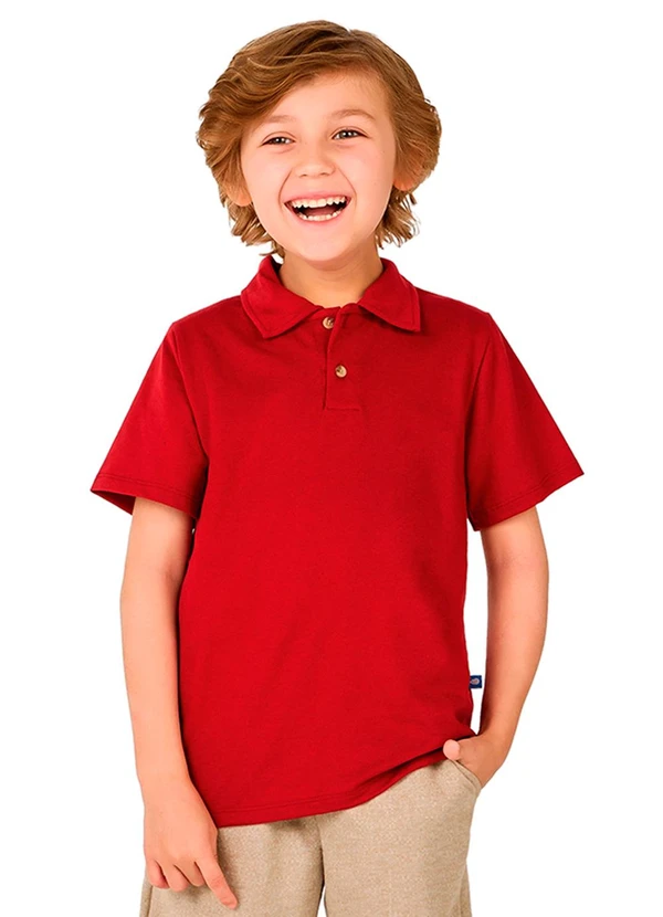 Marlan - Camisa Polo Infantil Menino Meia Malha Vermelho